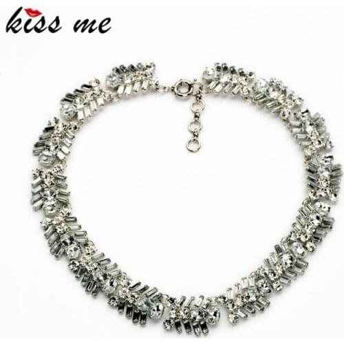 KISS ME 2017 Fashion Jewelry Gorgeous Glass Chunky Chain Choker Statement Necklace Women Factory Wholesale