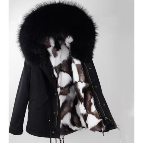 Women real fur coat fashion winter jacket natural fox fur collar loose parkas big fur outerwear Detachable