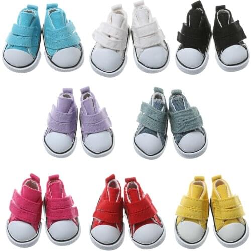 1 Pair Doll Shoes Mini Sneakers Denim Canvas 5cm Length Shoes Mini Shoes1/6 Scale Doll High Top Plimsolls Toys Accessories