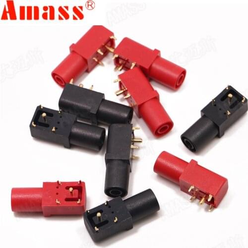 4pcs Amass Banana Socket Pure Copper Gold Plated 24.245 4mm 90 Degree PCB Panel Safety PA Molded Case High Current 24A 1000V