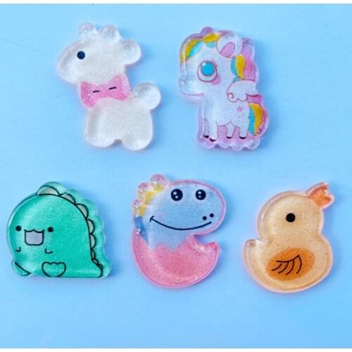 10 / 20 New Cute Cartoon Dinosaur, Duck, Fawn, Acrylic Flat DIY Crafts Scrapbook Hair Bow Center Accessories Embellishment A49