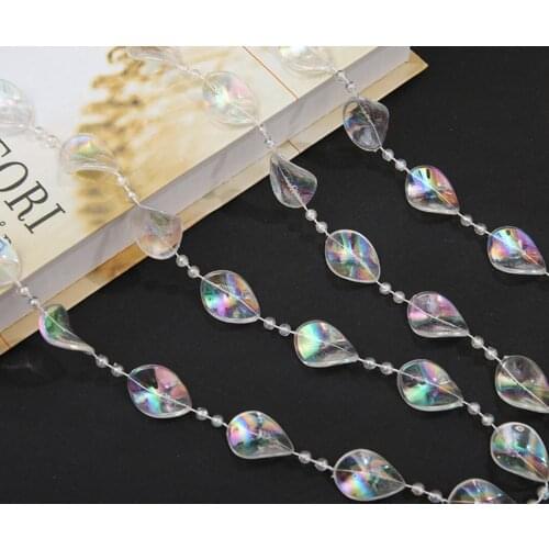 10Meter AB Crystal Maple Bead Pendant Chain Door Curtain Wedding Party Christmas Holiday Venue Home Hotel Decoration