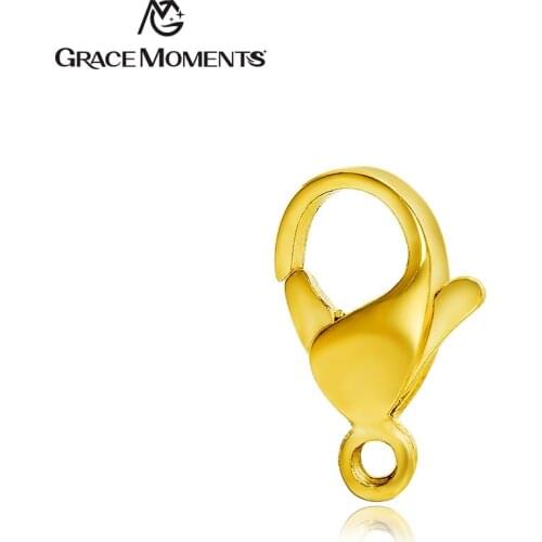 20pcs/lot Titanium Stainless Steel Gold Color Lobster Clasps Hooks Connectors Charms For Bracelet Jewelry Making Findings 12mm