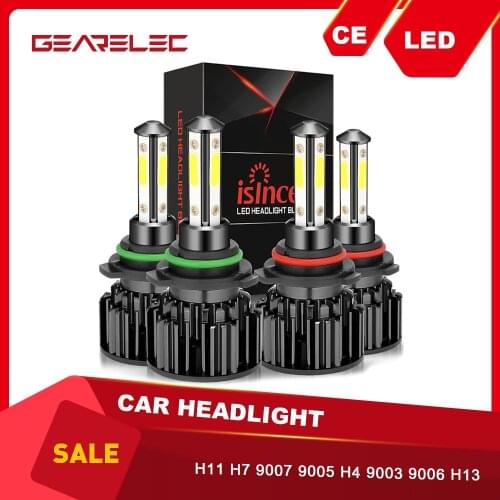 ISincer Led H7 100W 16000LM Car LED Headlight Bulbs H4 H8 H9 H11 H13 9007 9006 9005 5202 4 side lights Headlight Kit fog Light