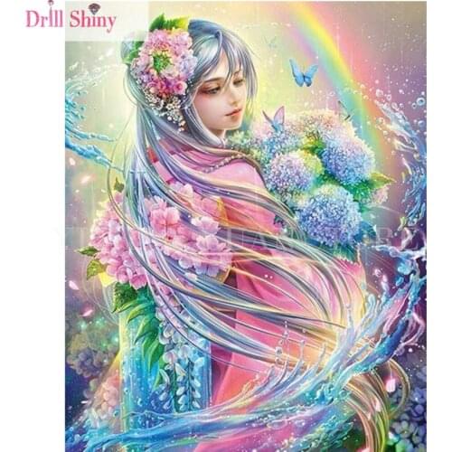 5D DIY Diamond Embroidered Acupuncture Cross Stitch "Flower Fairy" Diamond Art Wall Photo Christmas Decorative Gift home decor