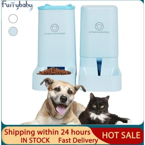 Automatic Feeder for Pet Dog Cat Water Dispenser Fountain Plastic Safety 2.1kg/3.8L Dog Cat Feeding Bowl Container Pet Supplies