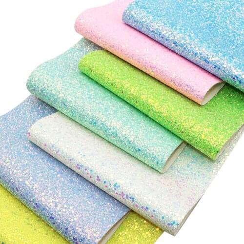 Shimmer Chunky Glitter Sequins Faux Leather Sheets Solid Color Synthetic Leather Fabric for DIY Handmade Hair Bows Earrings