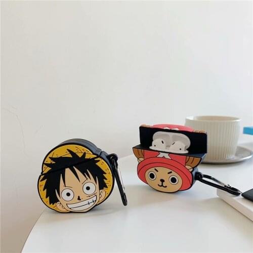 For Airpods 1/2 Case,3D Cartoon Cute ONE PIECE Luffy Choppe Case Silicone Earphone Cover For Apple Airpods Case For Kids
