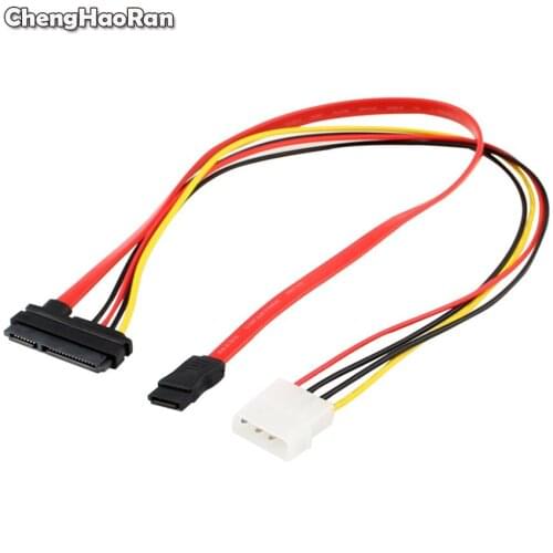 ChengHaoRan 30cm SATA Combo 15 Pin Power+7 Pin Data Cable 4 Pin IDE Molex to Serial ATA Lead Cable Molex to Sata Power Adapter