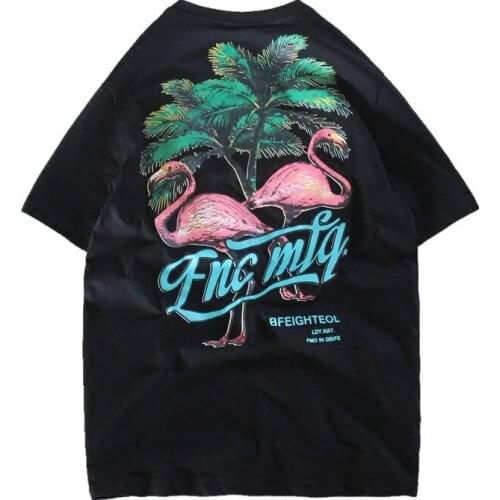 Black White Flamingo Print T Shirt Men Women Cotton O Neck Short Sleeve Summer TShirt Tops T Shirts Funny T Shirts Lovers