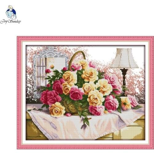 Flower Basket DIY Embroidery Cross Stitch Kits Floral pattern 11CT 14CT Canvas Needle and Thread Embroidery Set Home Decoration