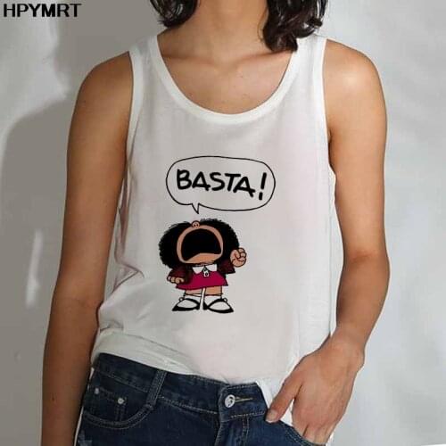 T-shirt Mafalda Kawaii Cartoon Sexy Vest Tank Tops Women Sleeveless Female Anime Harajuku Summer Mujer Camisetas 90s Graphic Top