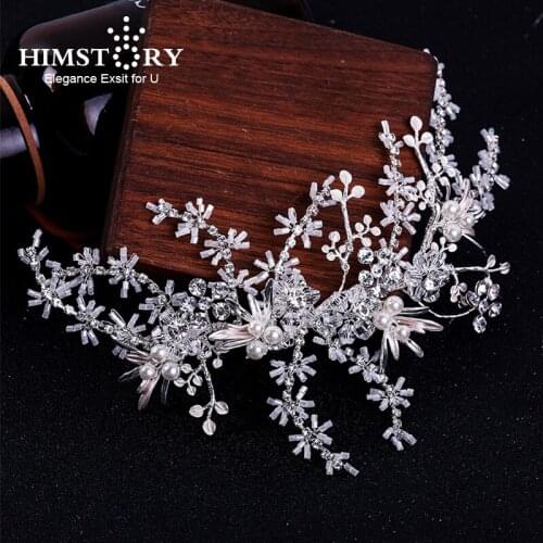 Himstory Handmade Luxury Wedding Hairband Pearl Crystal Bridal headdress Princess Hairwear Accessories