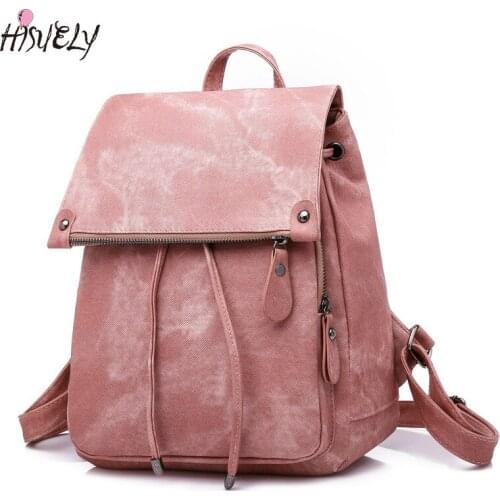 HISUELY Fashion Bohemia Women Shoulder Bag PU Leather Travel Backpack High Quality School Bag for Girl Sac a Dos Feminina BG923B