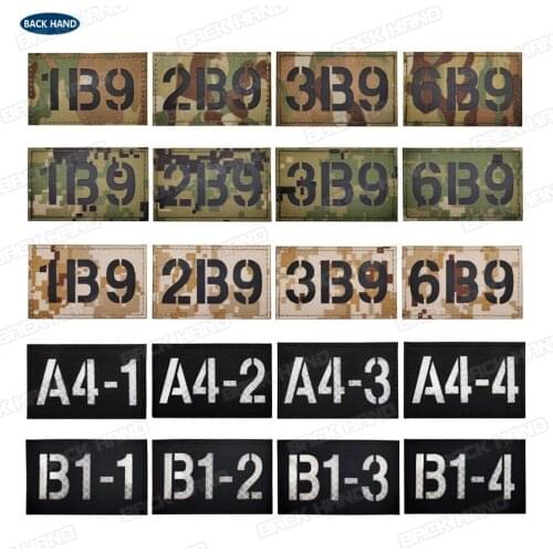 IR Reflective Infrared Call Sign Letter Patch 1B9/2B9/3B9/6B9 Decorative Badges Tactical Military Patches for Clothing Backpack