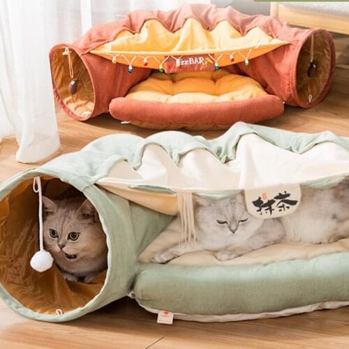 Cat Tunnel Interactive Play Toy Collapsible Cats Ferrets Rabbit Bed Tunnels Indoor Toys Kitten Exercising Products Pet Supplies