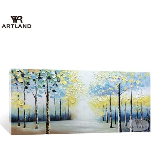 Wholesale Handmade thick oil forest landscape oil painting on canvas wall art picture home decoration for living room bedroom