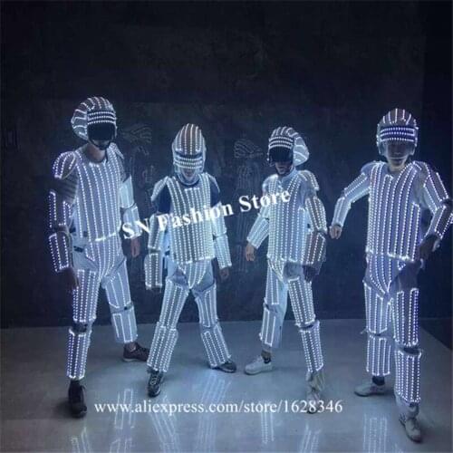 M25 Party wears stage model costumes led lighted luminous outfits dj robot men suit bar RGB helmet clothe colorful armor jacket
