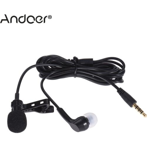 Andoer Mini Clip-on Lapel Lavalier Microphone Mic Earphone Condenser Hands-free 3.5mm Jack for Smartphones Computer PC Laptop