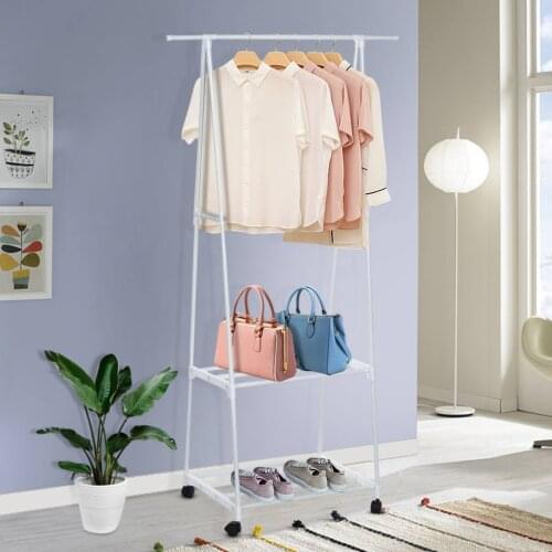 Multifunctional Clothes Hanger Storage Coat Rack Home Removable Hanging Clothes Rack With Wheels Floor Standing Coat Drying Rack