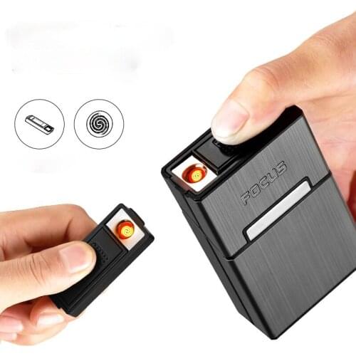 Modular Cigarette Case with 20 Pieces of Soft and Hard Pack Into A Pressure-proof USB Convenient Charging Cigarette Lighter