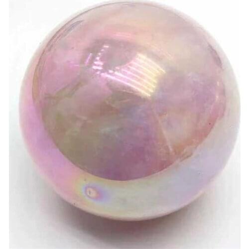 MOKAGY MOKACRYSTAL 70MM-80MM Natural Angel Aura Rose Crystal Quartz Stone Healing Ball 1pc