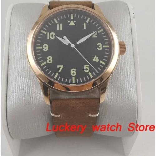 42mm mens watch rose gold case black sterile dial luminous mark sapphire glass Automatic watch-CA49