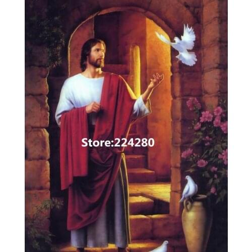 Needlework,Cross stitch,14CT Unprinted Jesus Dove people Christianity Embroidery kits Cross-Stitching, DIY Handmade decor