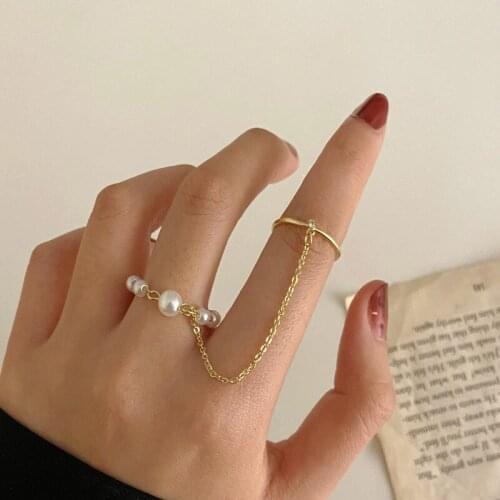 Punk Gold Simple Joint Rings Set For Women Girls Pearl Link Fashion Irregular Finger Thin Rings Gift 2021 Female Jewelry Party