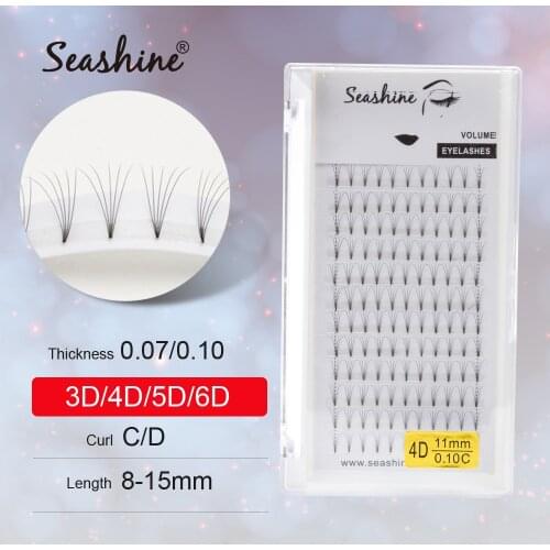 Seashine Russian Premade Volume Fans Eyelashes Extension C Curl 0.07 Thickness Short Stem Eyelashes Makeup Tools