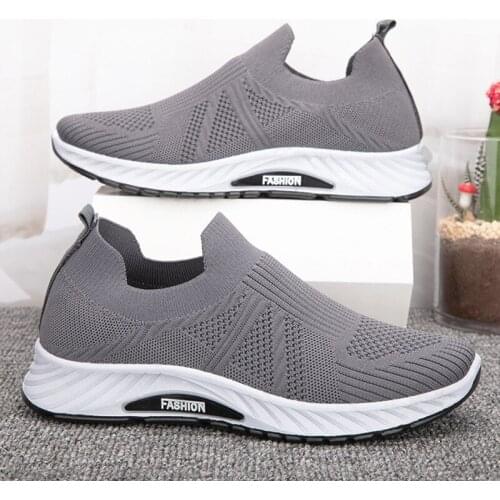 2021 Spring Autumn New Concise Style Mens Vulcanize Shoes Mesh Breathable Light Shallow Casual Flat Shoes Non-slip for Sport