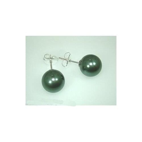 New Arrival Favorite Pearl Earrings 10mm Silver Black Green South Sea Shell Pearl S925 Silver Post Fine Jewelry Women Gift
