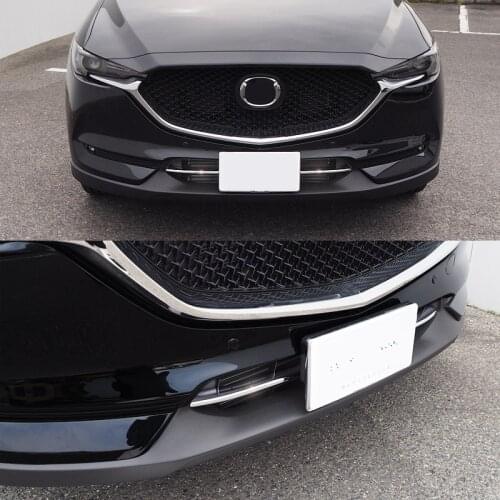 2pcs SUS304 Stainless Steel Grill Garnish MoldingTrim Lower For Mazda CX-5 2ND Gen KF 2017 2018