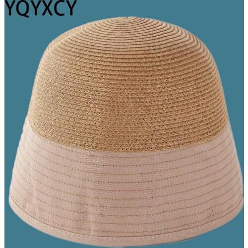 YQYXCY Bucket Hat Women Summer Spring Wide Brim Straw Hats Small Face Fisherman Cap Female Sun Protection Gorros Bob Korean