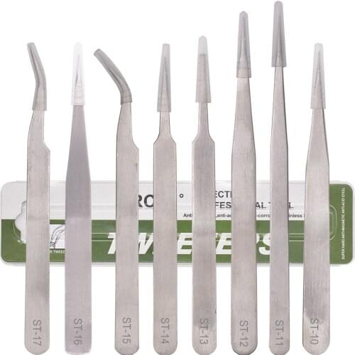 Hot Sale Stainless Steel HRC40 ST10 ST-11 ST12 ST13 ST14 ST-15 ST-16 ST-17 Tweezers for Hand Tool 360pcs/lot