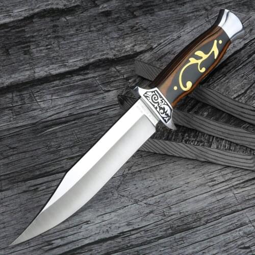 Camping Knife Outdoor Self-defense Fixed Blade Knife Field Hunting High Hardness Straight Knives Portable Retired Tactical Knife