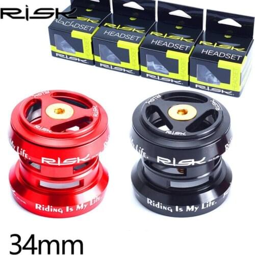 RISK 34mm Ultralight Bicycle Hollow External Headset For Fixed Gear Bike 1 1/8" 28.6mm Straight Steerer Fork Bearing Headset
