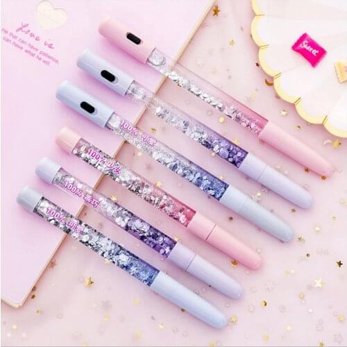 1PC Quicksand Pen Illuminated Korean Creative Fairy Stick Cute Student Girl Small Fresh Magic Colorful Gel Pen Kawaii Stationary