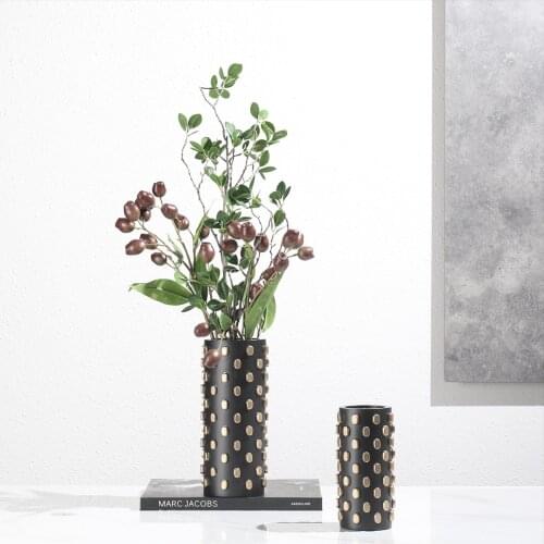 Modern Resin Abstract Gold Dot Flower Tube Vase Flower Arrangement Living Room Restaurant Hotel Table Soft Decoration Vase