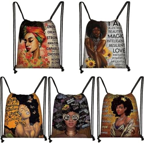 African Black Women Tote Bag Pack Cinch Sack God Say You Are Drawstring Bags Children Art Teenagers high-capacity Bookbag Gift