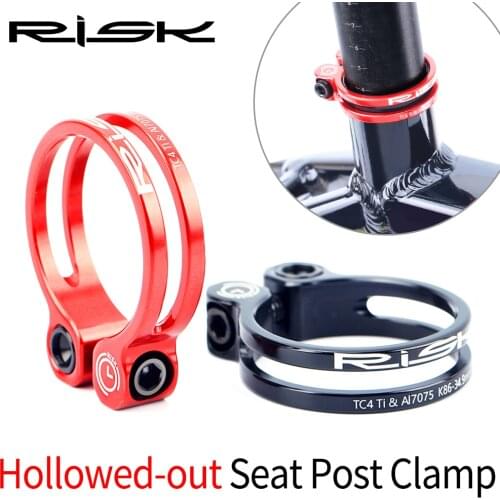 RISK Ultralight Bicycle Seat Post Clamp For 31.8mm 34.9mm MTB Road Bike Seat Post Clamps Aluminum Clip Titanium Screws