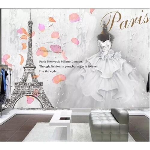 Wellyu Custom wallpaper 3d murals retro cement white swan fashion Paris wedding clothing store mural TV background wall paper