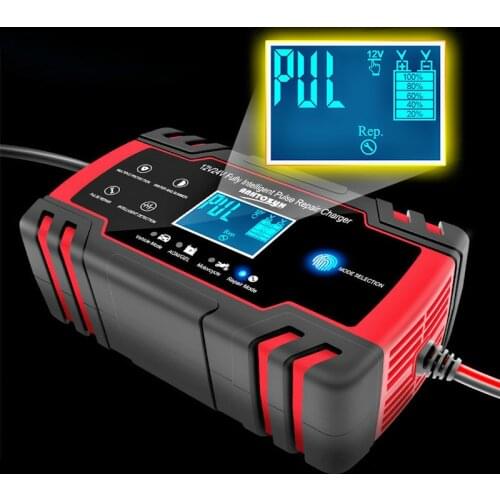 12/24V 8A Full Automatic Car Battery Charger Lead Acid Battery Car Battery Charger Touch Screen Pulse Repair LCD Battery