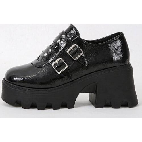 New 2021 Women Lolita Mary Jane Round Toe High Heels Shoes For Female Spring Platform Shoes Ladies Slip On Loafers Oxford