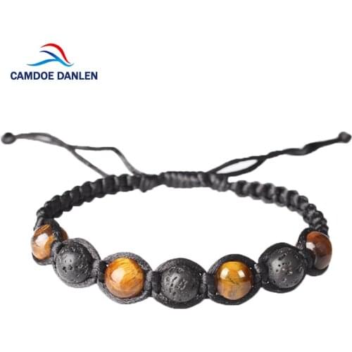 CAMDOE DANLEN Natural Stone Unisex Bracelets 2017 Tiger Eye Lava Beaded Braided Charm Bracelet Bangles Women Men Fashion Jewelry
