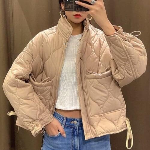 Women Down Jacket Winter Parkas Loose Solid Women Coat Light Slim Streetwear Long Sleeve Short Pocket Jacket Casaco Feminino