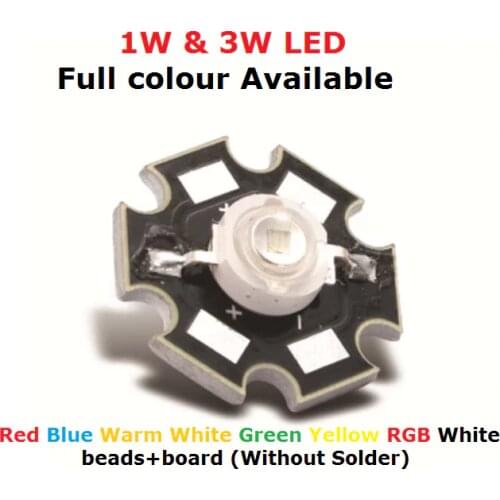 10pair 1W 3W High power LED Lamps warm white 30mil 45mil Chips high light lights Red Blue Green Yellow 10pcs beads +10PCS board