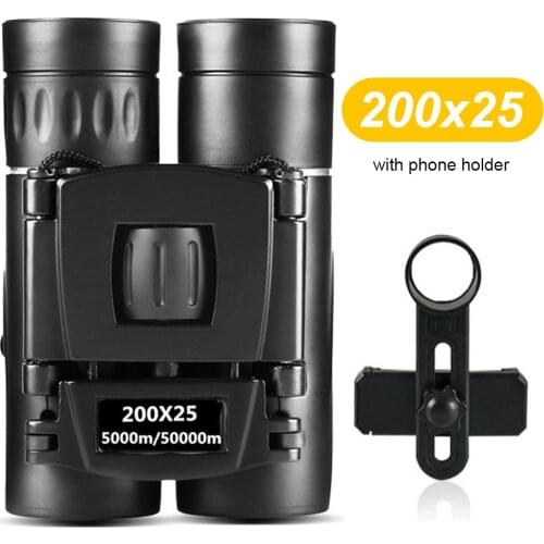 200x25 Tactical HD Binoculars Professional Telescope BAK4 Micro Night Vision Telescope Mobile Phone Binoculars for Camping