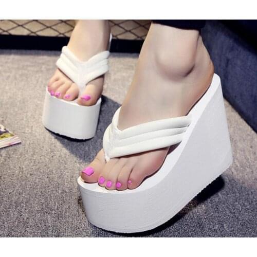 2020 new11cm women shoes flip flops high heels girls slippers 2020 new thick soles platform beach shoes female sandals