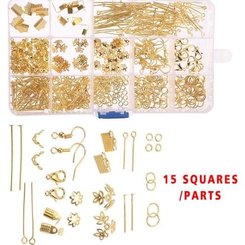 640Pcs/Set Jewelry Making Kits Necklace Chain Earring Hooks Head Pins Jump Rings Lobster clasp DIY Jewelry Findings Set Supplies